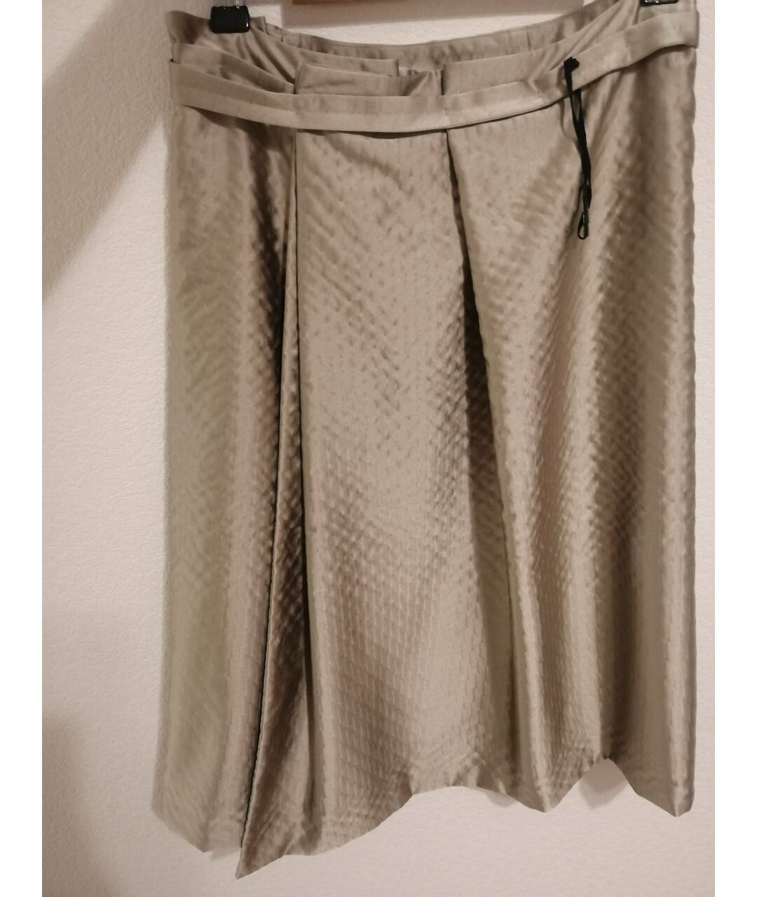 CALVIN KLEIN COLLECTION Бежевая шелковая юбка миди, фото 5