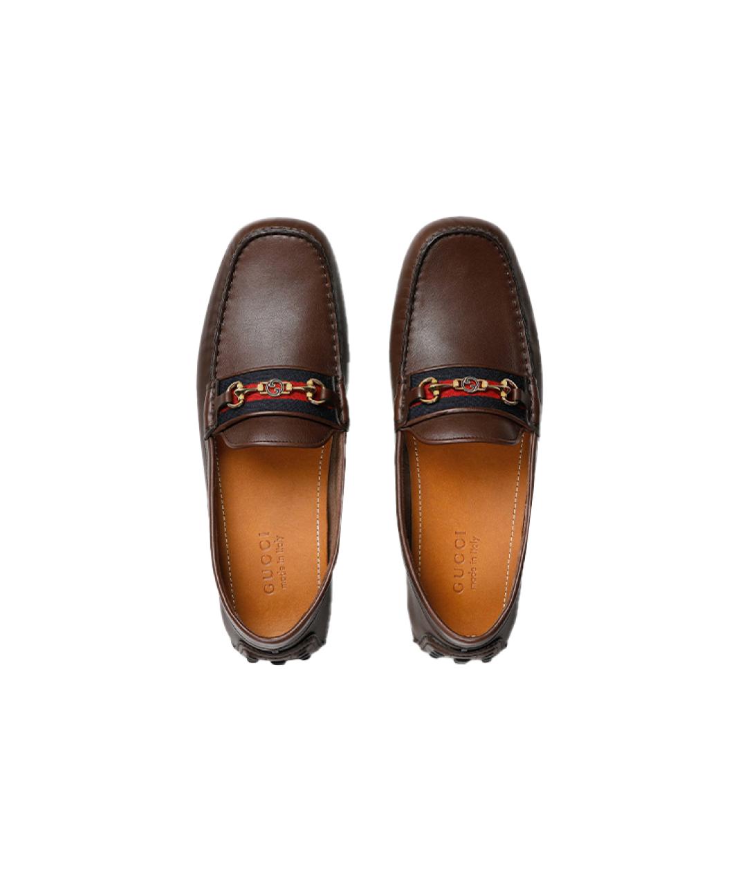 GUCCI Коричневые кожаные лоферы, фото 3
