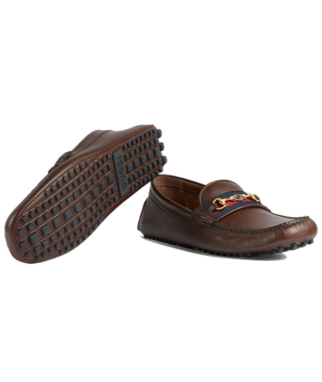 GUCCI Коричневые кожаные лоферы, фото 5