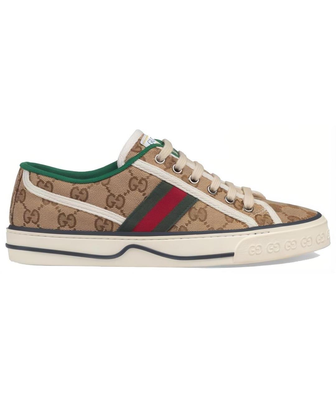 GUCCI Коричневые текстильные кроссовки, фото 1