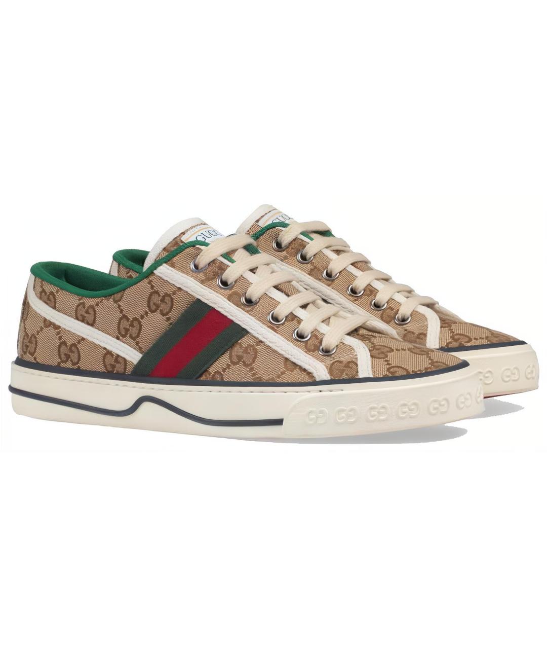 GUCCI Коричневые текстильные кроссовки, фото 2