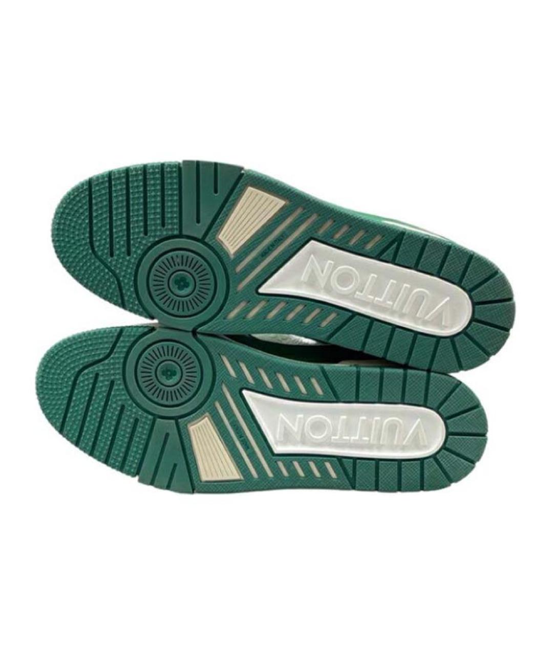 LOUIS VUITTON Зеленые кожаные низкие кроссовки / кеды, фото 5