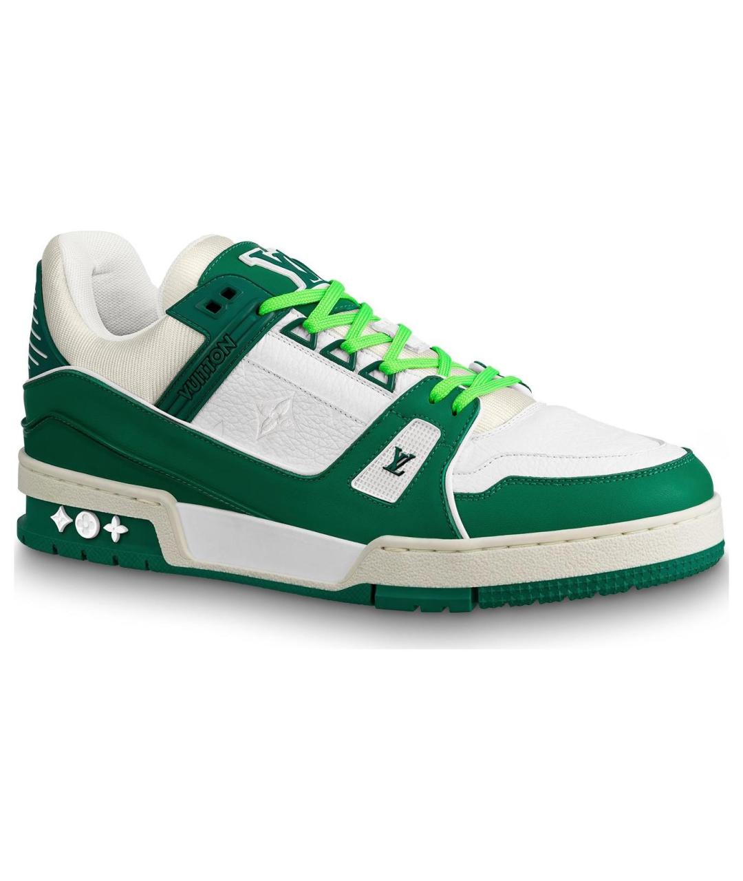 LOUIS VUITTON Зеленые кожаные низкие кроссовки / кеды, фото 1
