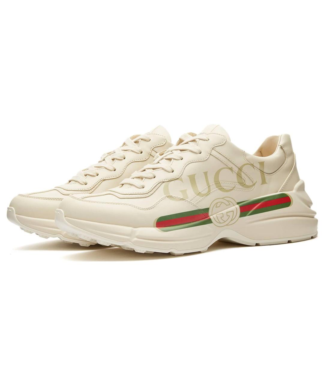 GUCCI Бежевые низкие кроссовки / кеды, фото 2