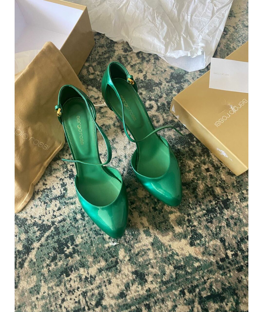 SERGIO ROSSI Зеленые кожаные туфли, фото 2