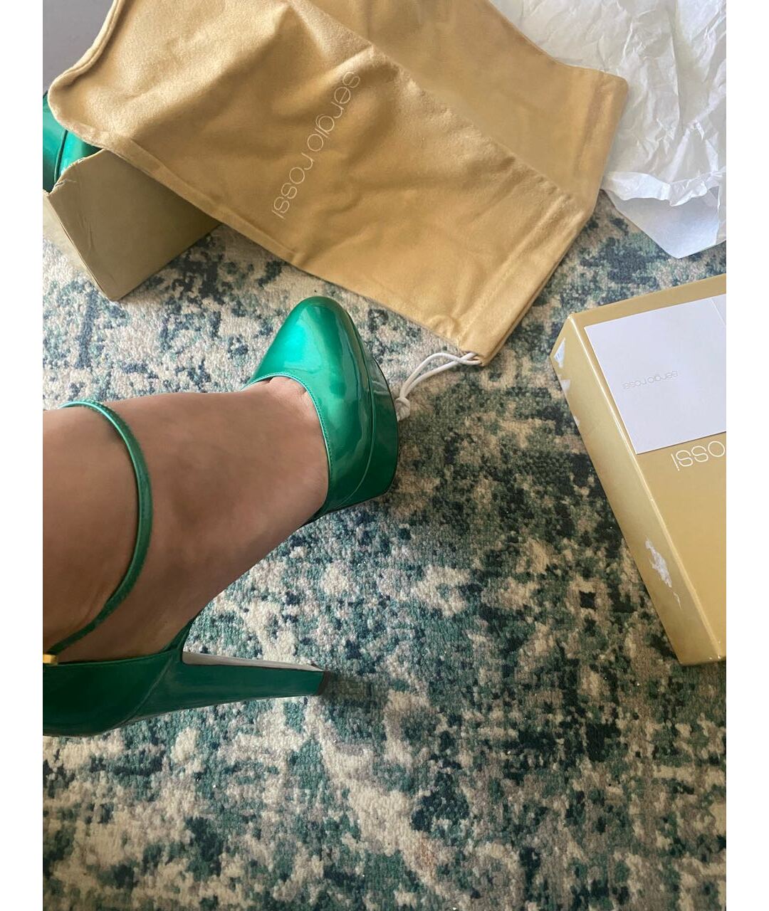 SERGIO ROSSI Зеленые кожаные туфли, фото 5