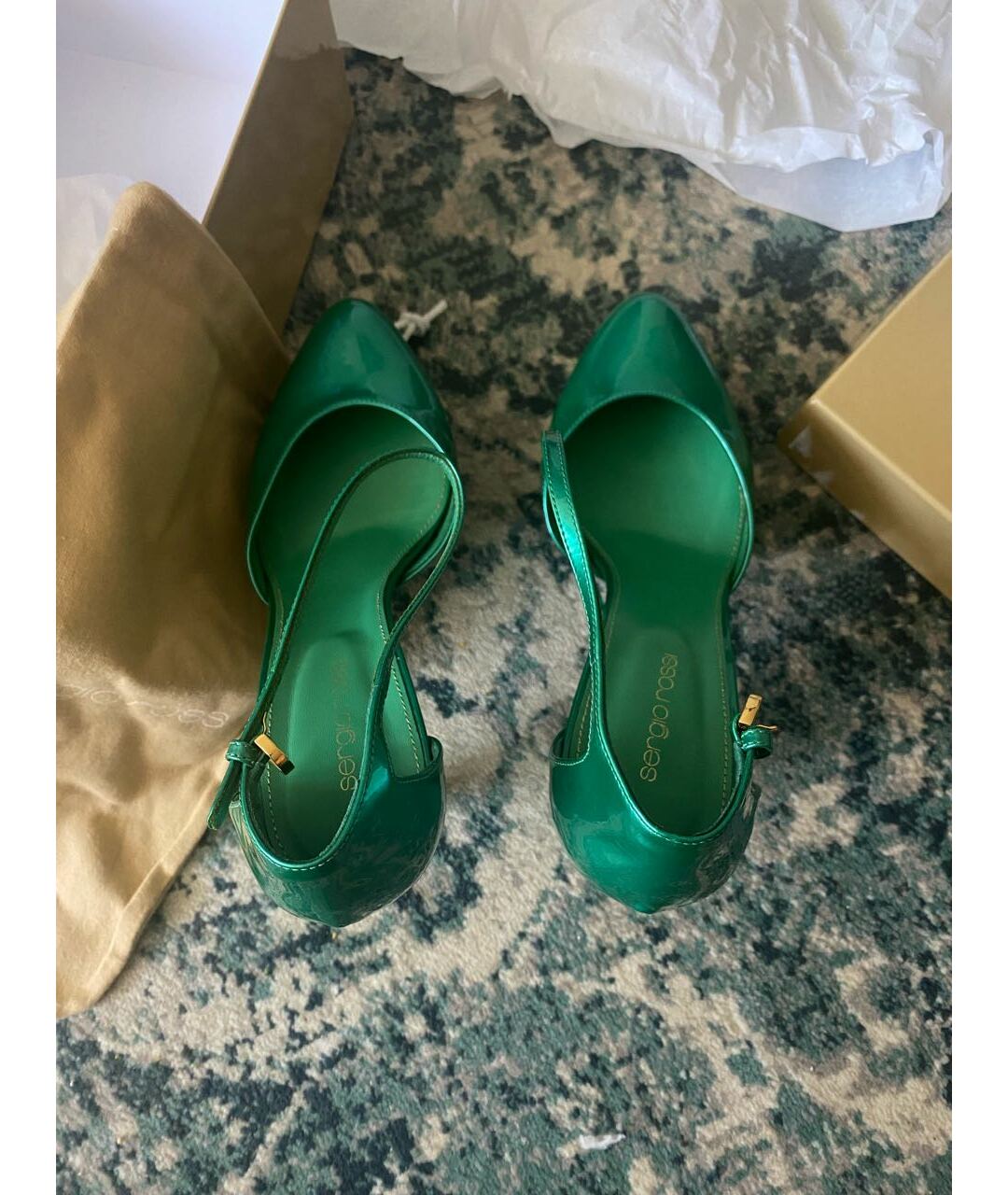 SERGIO ROSSI Зеленые кожаные туфли, фото 3