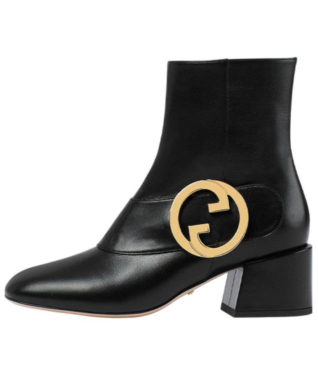 GUCCI Черные кожаные ботильоны, фото 6