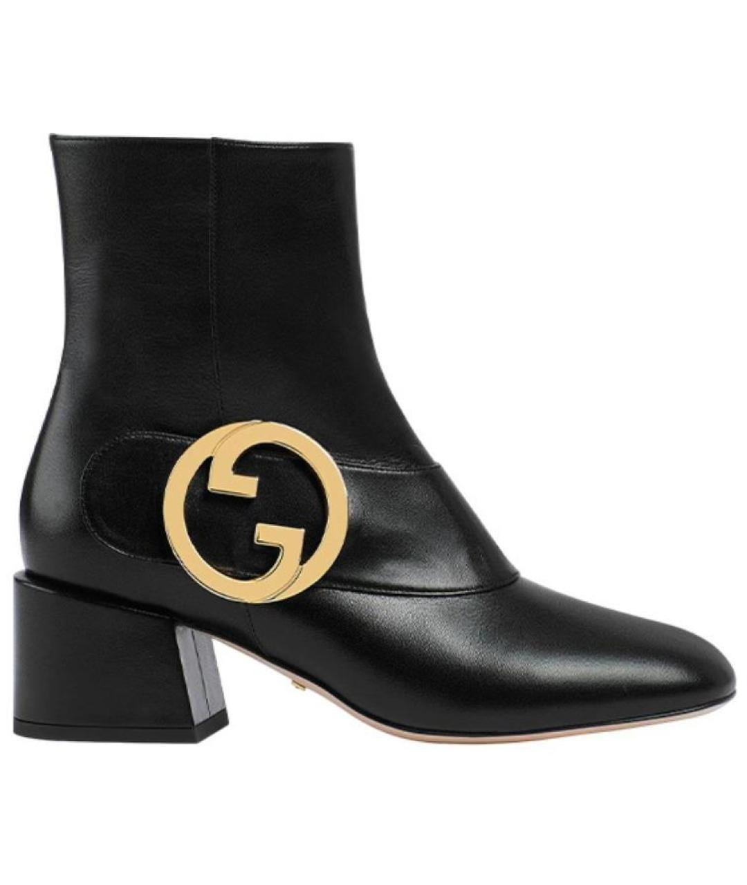 GUCCI Черные кожаные ботильоны, фото 1