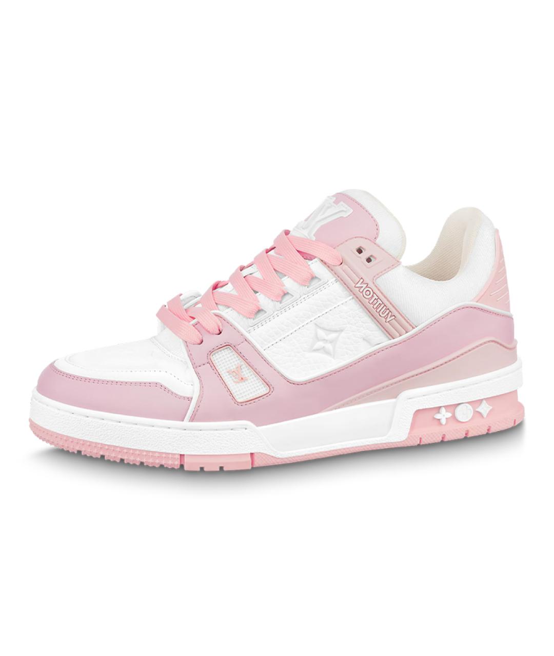 LOUIS VUITTON Розовые кожаные кроссовки, фото 2