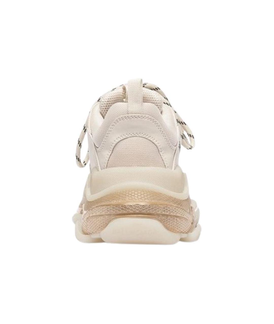 BALENCIAGA Бежевые кожаные низкие кроссовки / кеды, фото 5