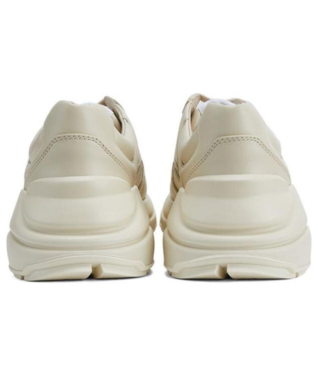 GUCCI Бежевые кожаные кроссовки, фото 3