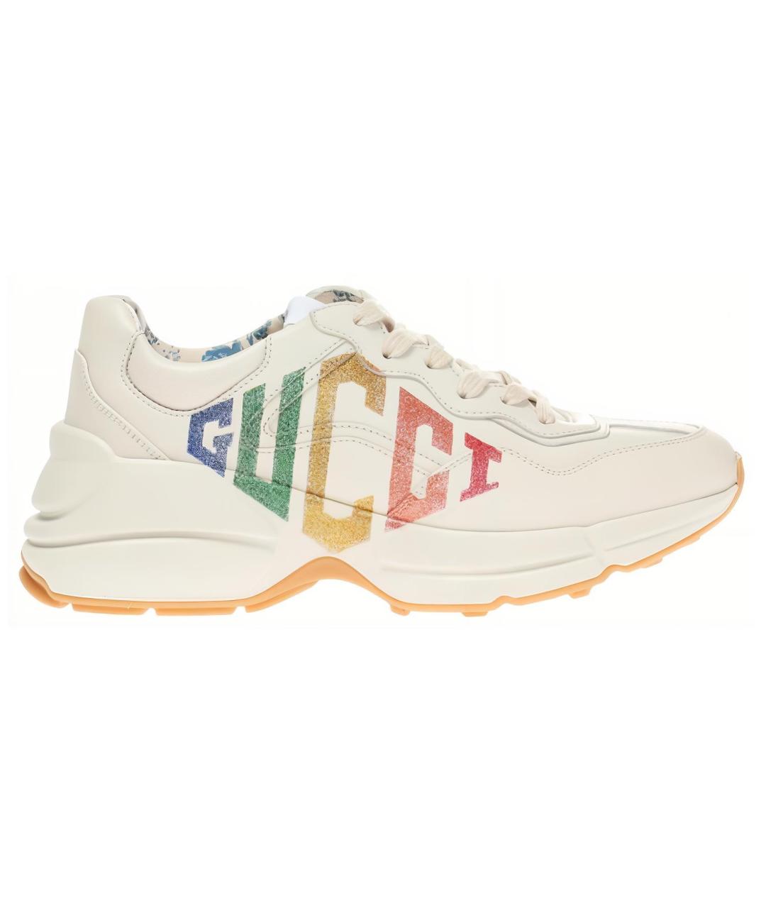 GUCCI Бежевые кожаные кроссовки, фото 1