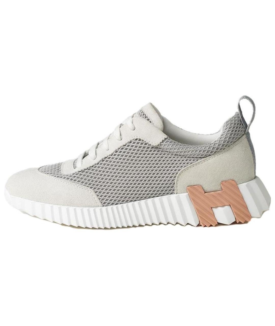 HERMES Бежевые кожаные кроссовки, фото 2