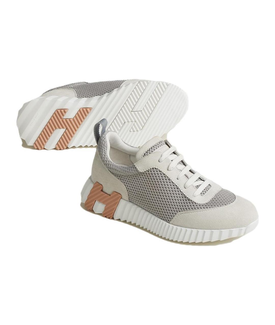 HERMES Бежевые кожаные кроссовки, фото 5