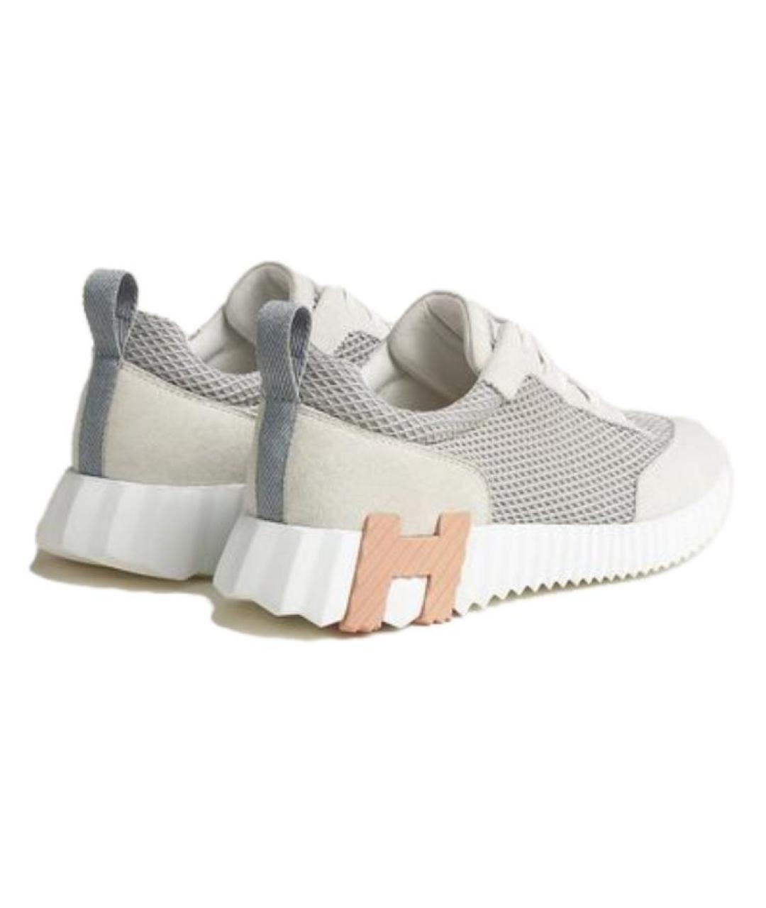 HERMES Бежевые кожаные кроссовки, фото 4