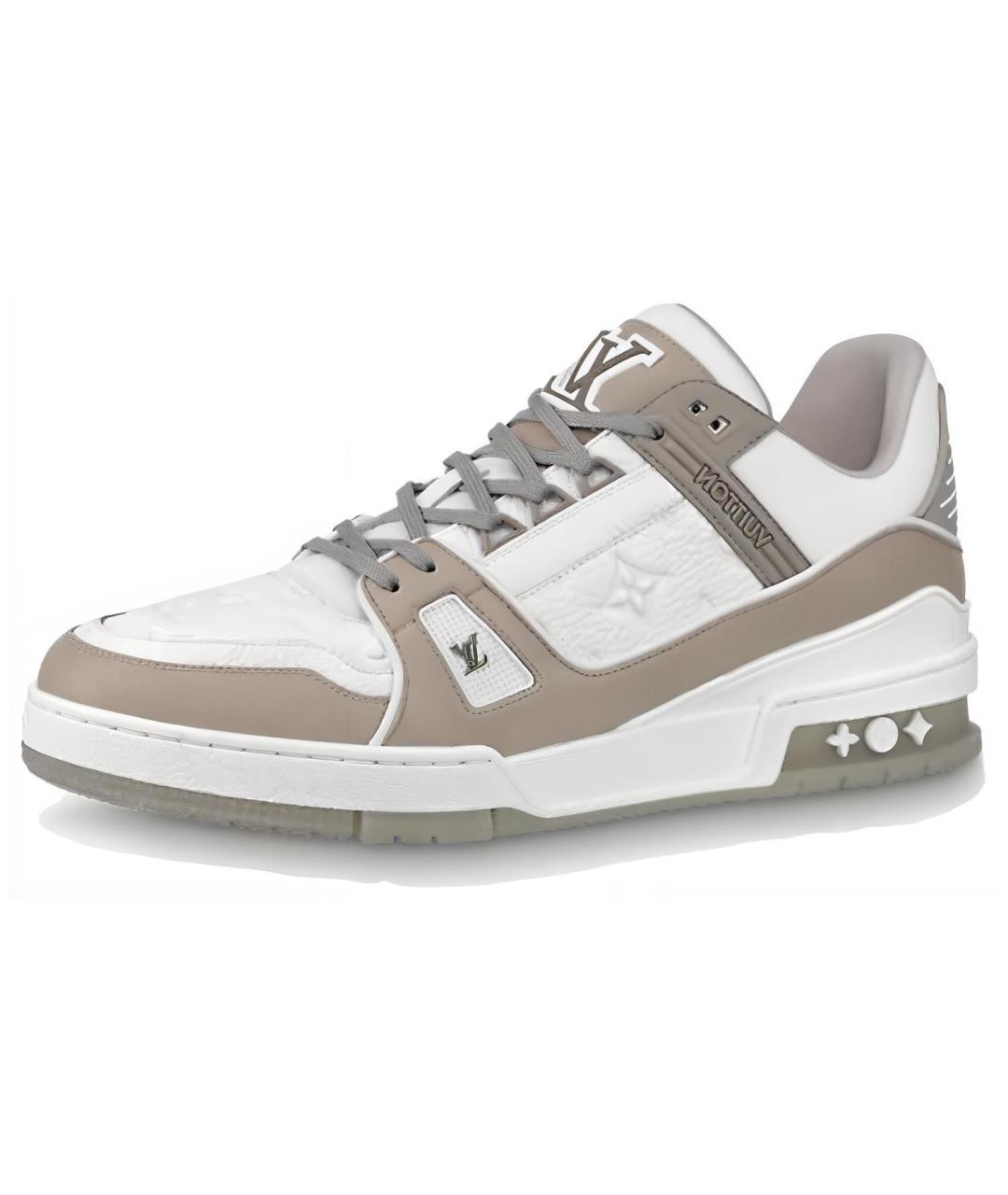 LOUIS VUITTON Бежевые кожаные низкие кроссовки / кеды, фото 2