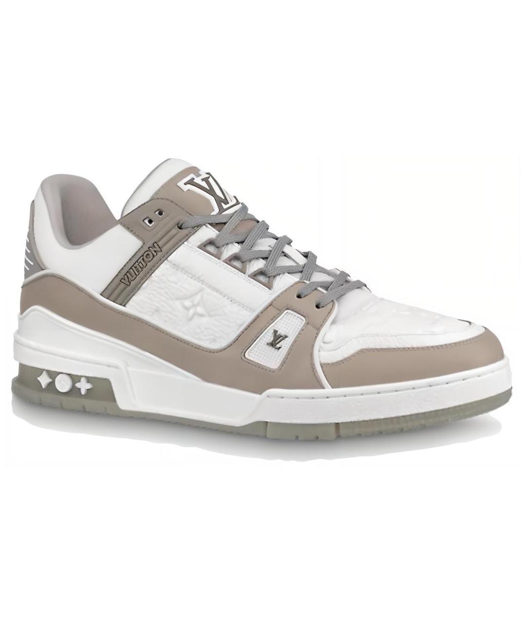 LOUIS VUITTON Бежевые кожаные низкие кроссовки / кеды, фото 1