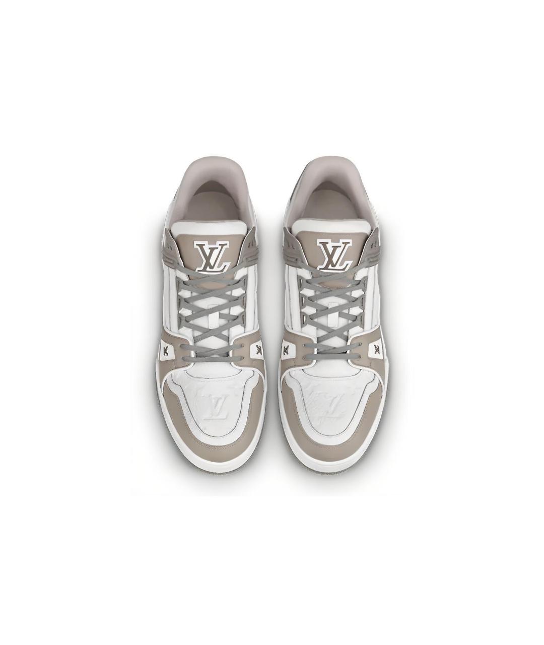 LOUIS VUITTON Бежевые кожаные низкие кроссовки / кеды, фото 3