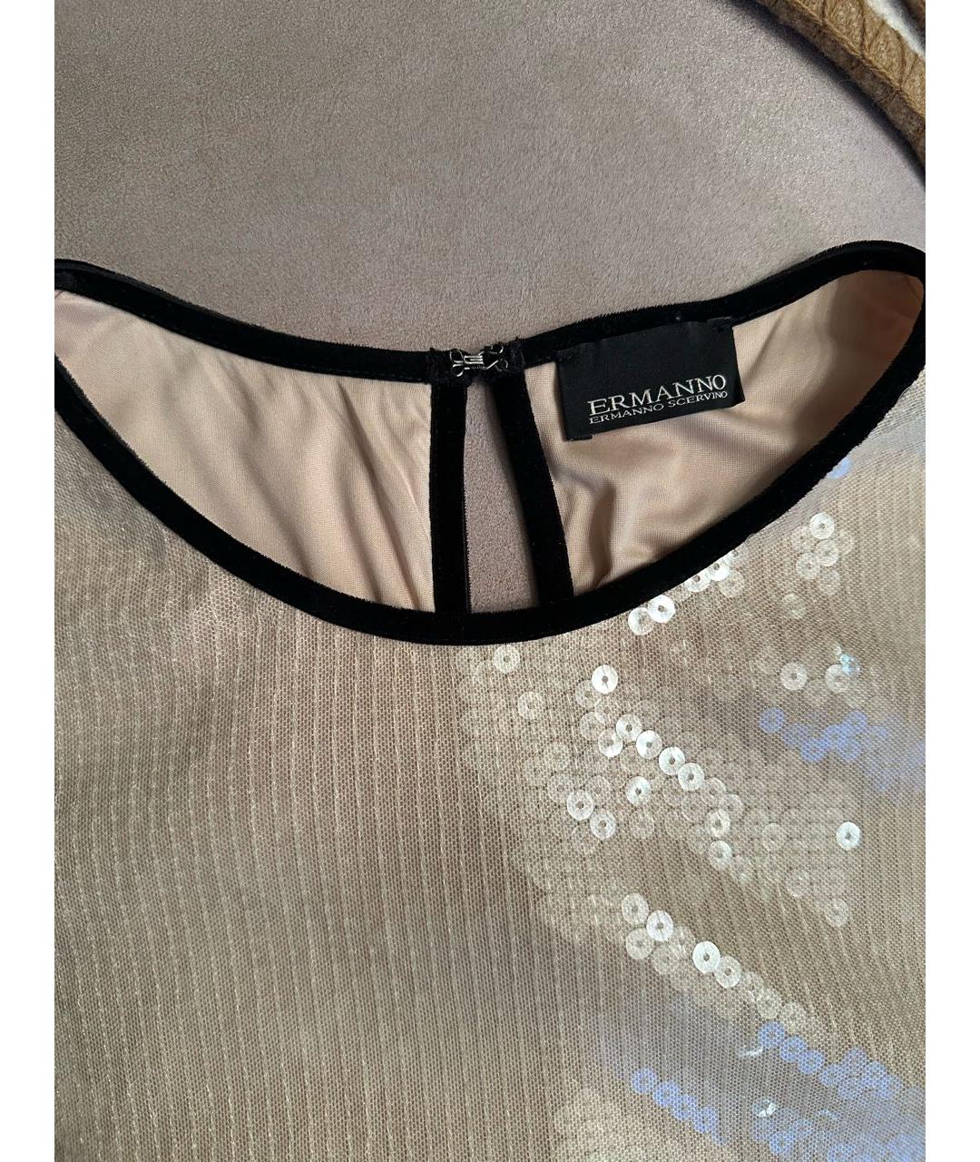ERMANNO SCERVINO Бежевое полиэстеровое коктейльное платье, фото 8