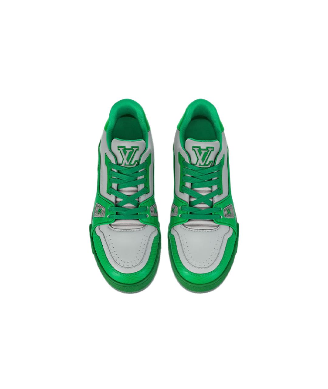 LOUIS VUITTON Зеленые кожаные низкие кроссовки / кеды, фото 3