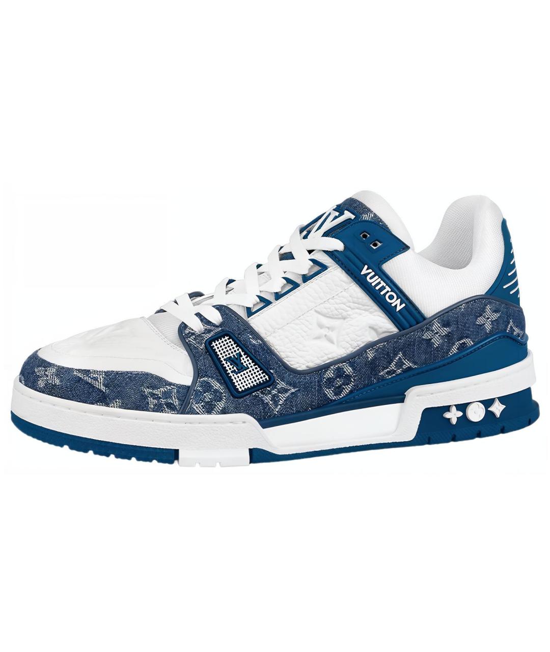 LOUIS VUITTON Синие кожаные кроссовки, фото 6
