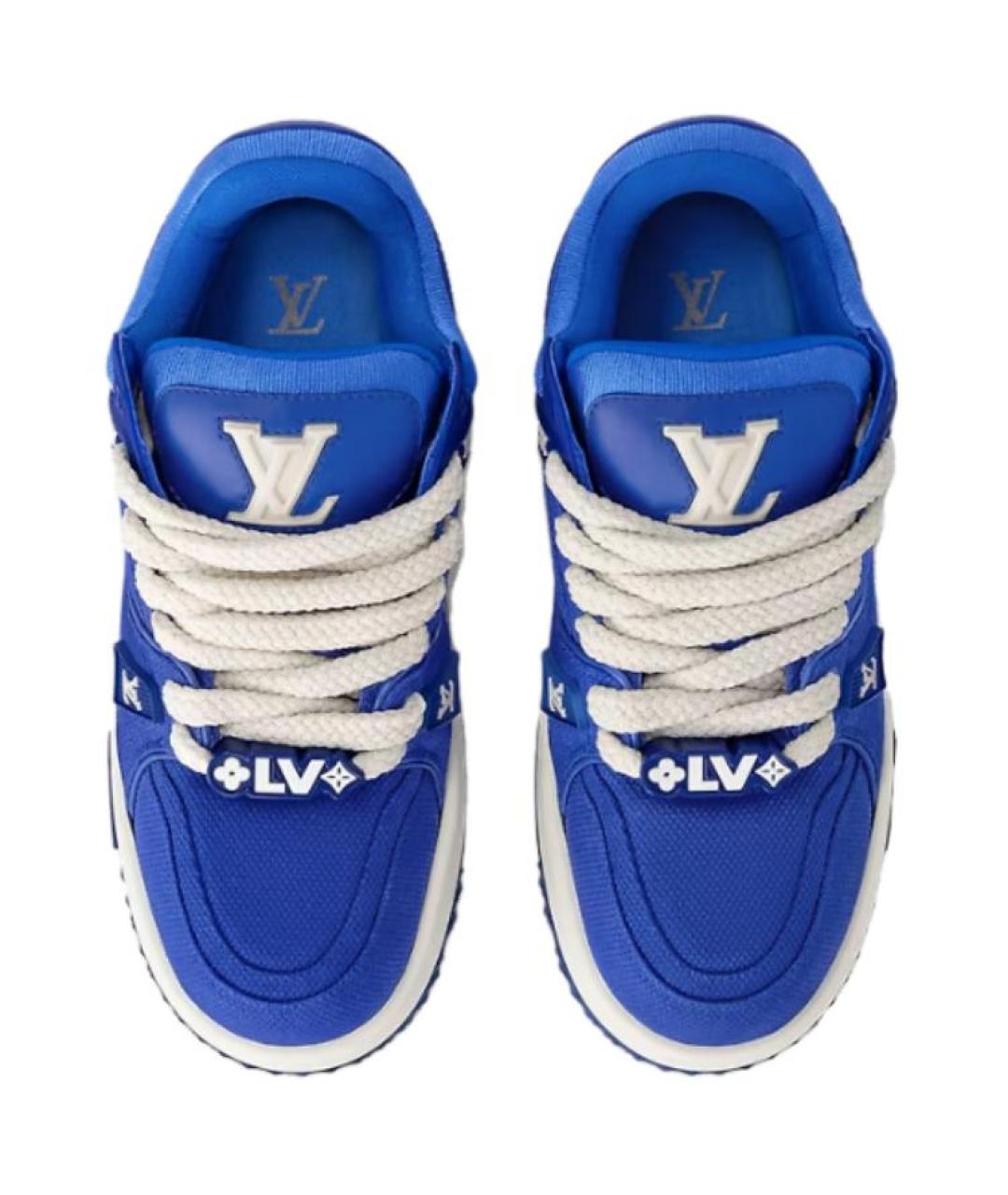 LOUIS VUITTON Синие текстильные низкие кроссовки / кеды, фото 4