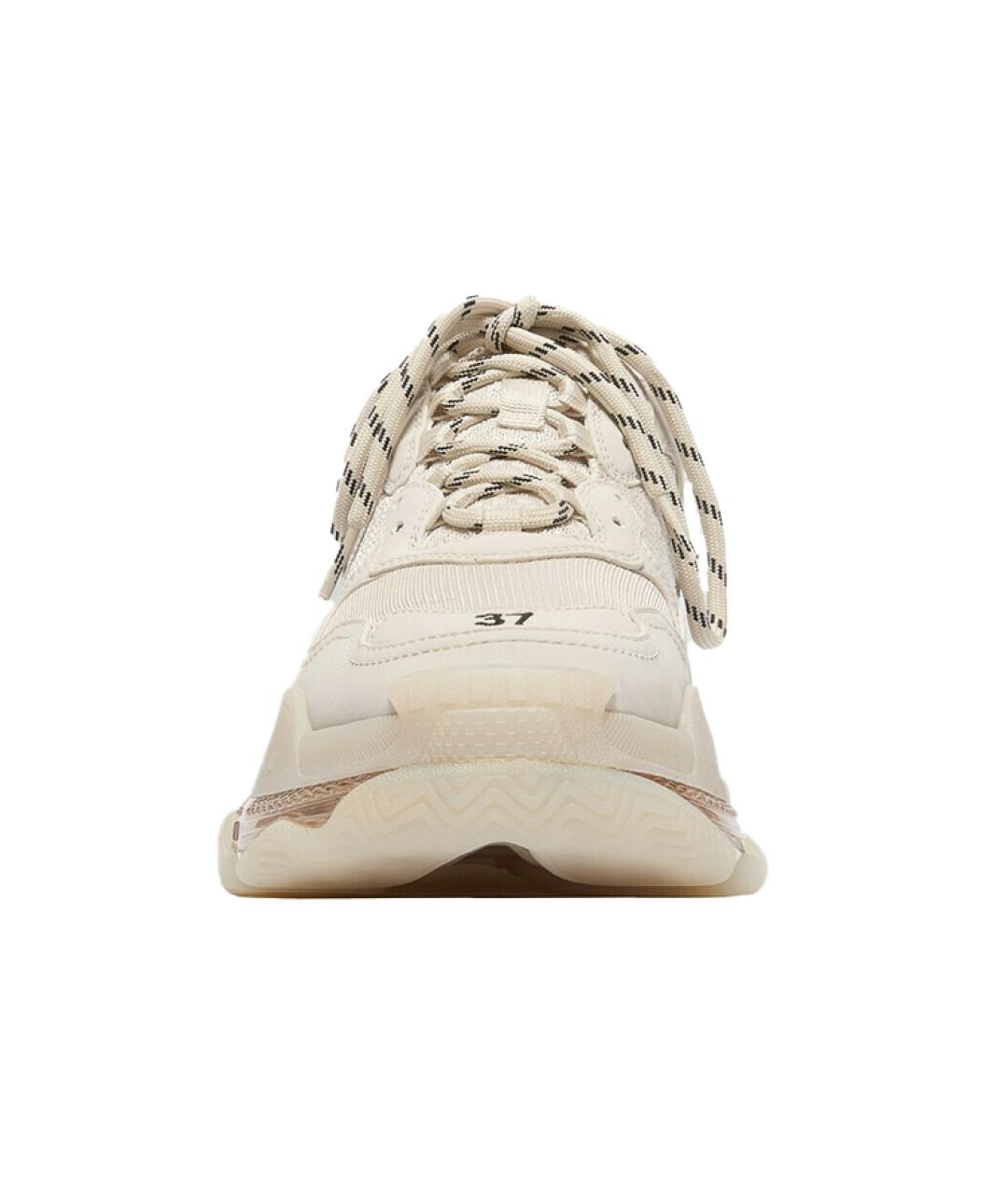 BALENCIAGA Бежевые кожаные кроссовки, фото 4