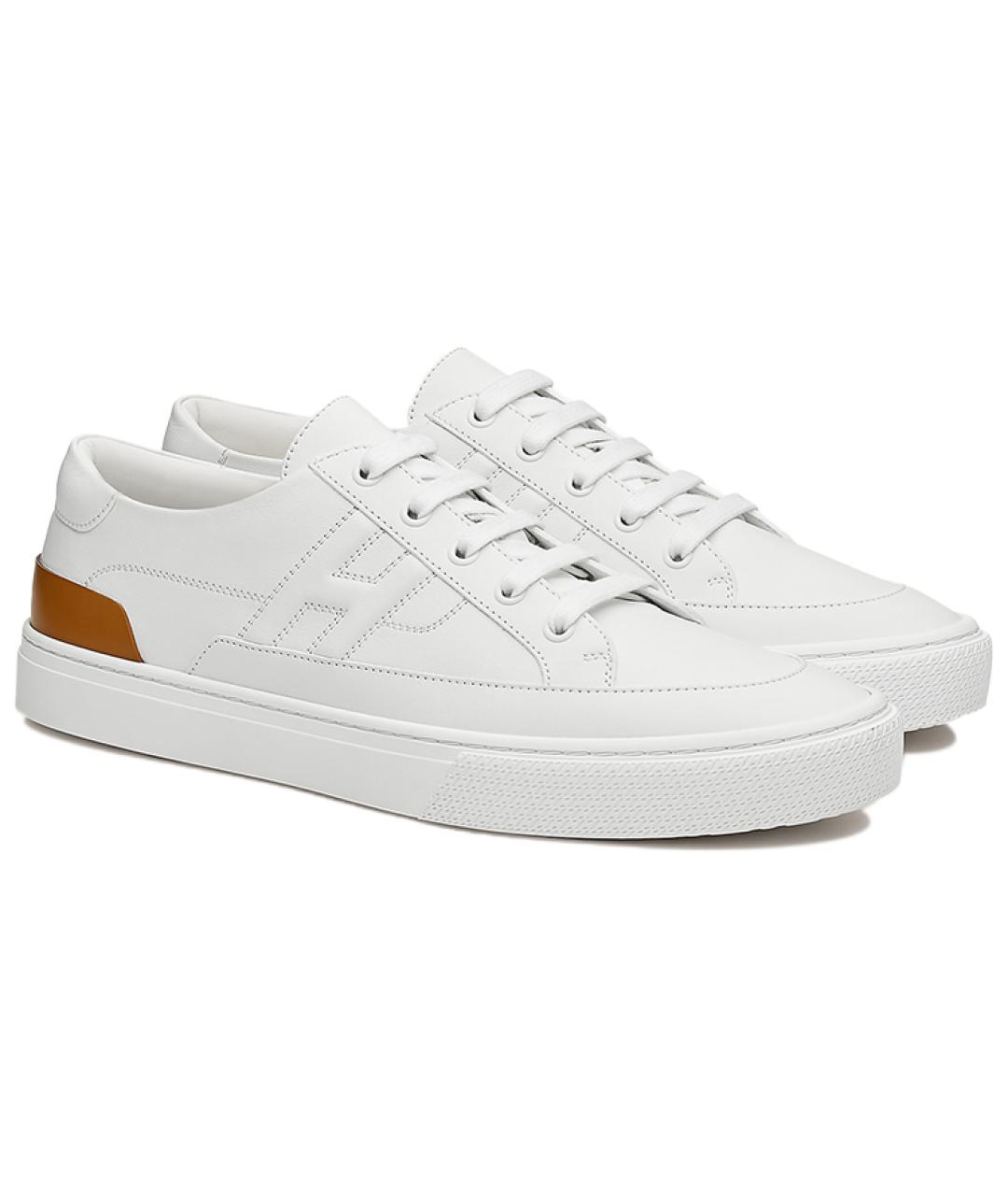 HERMES Белые кожаные низкие кроссовки / кеды, фото 4