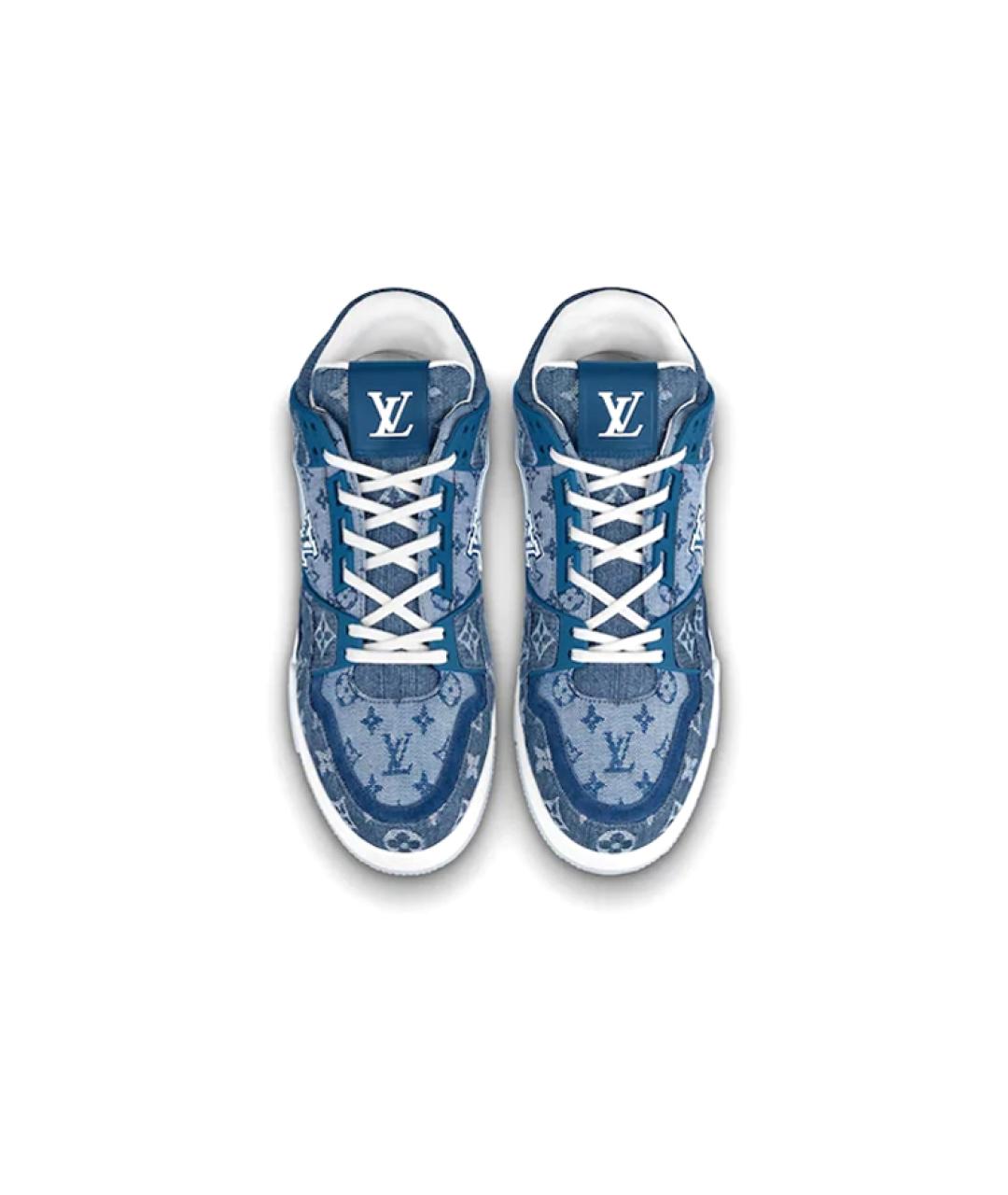 LOUIS VUITTON Синие текстильные низкие кроссовки / кеды, фото 2