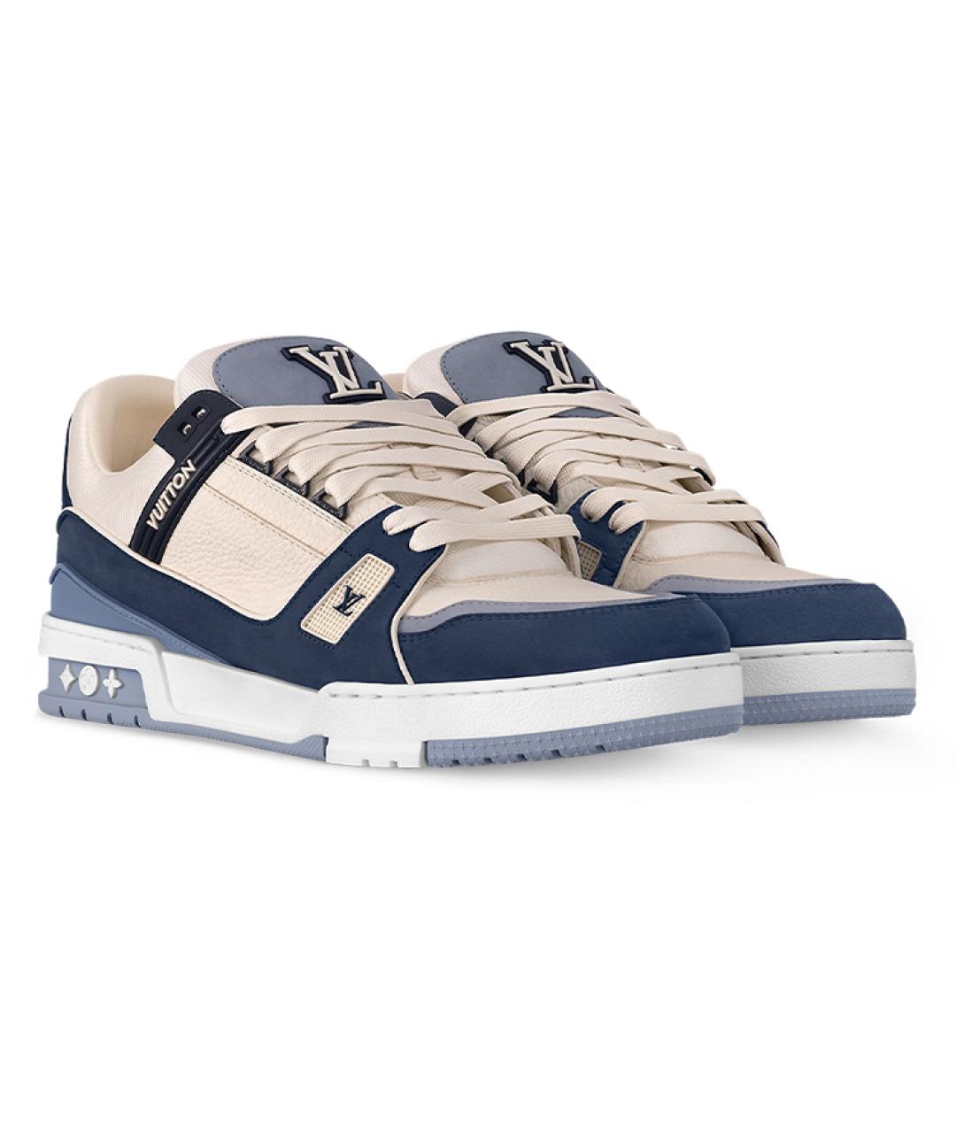 LOUIS VUITTON Темно-синие кожаные кроссовки, фото 2