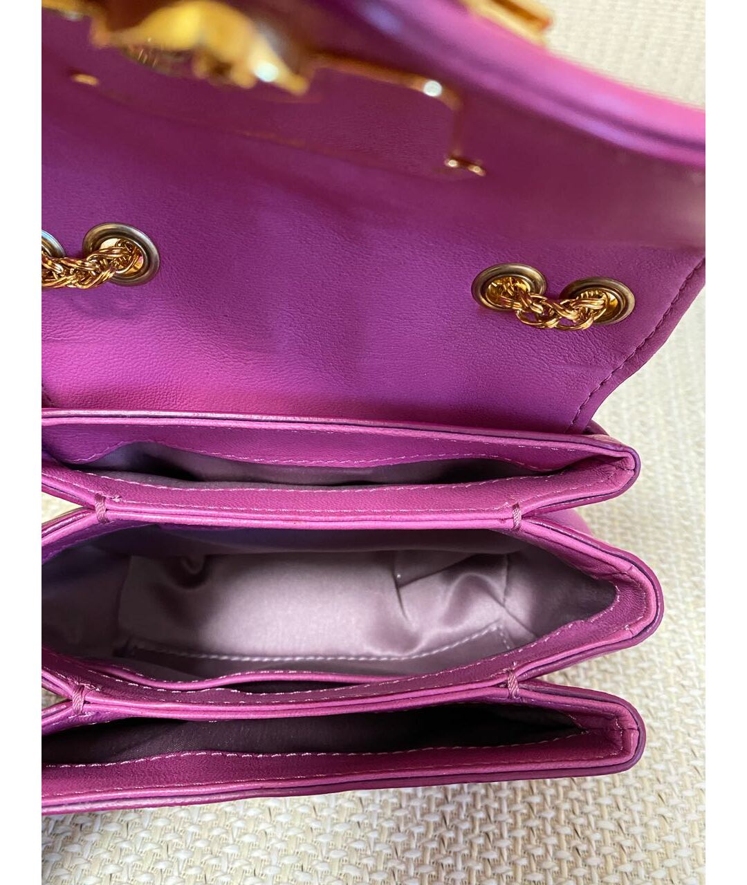 PAULA CADEMARTORI Фиолетовая кожаная сумка тоут, фото 7