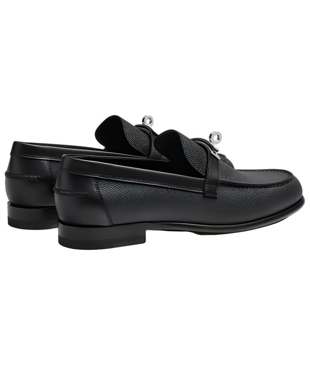 HERMES Черные кожаные лоферы, фото 4