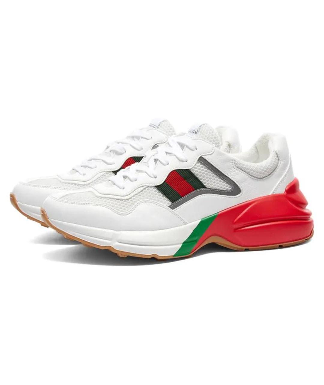 GUCCI Белые кожаные низкие кроссовки / кеды, фото 2