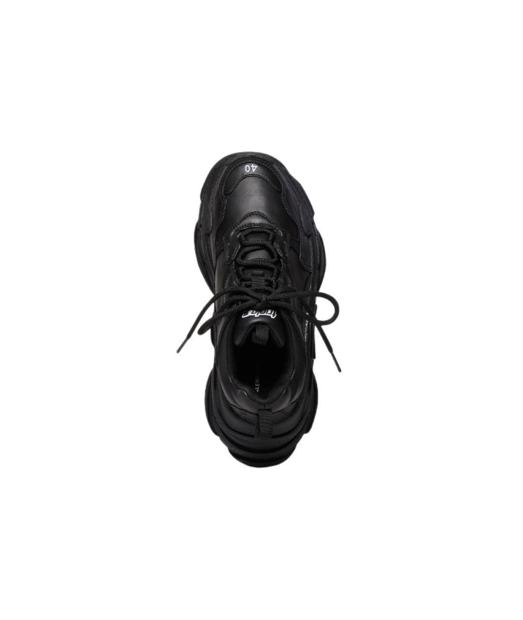 BALENCIAGA Черные кожаные кроссовки, фото 4