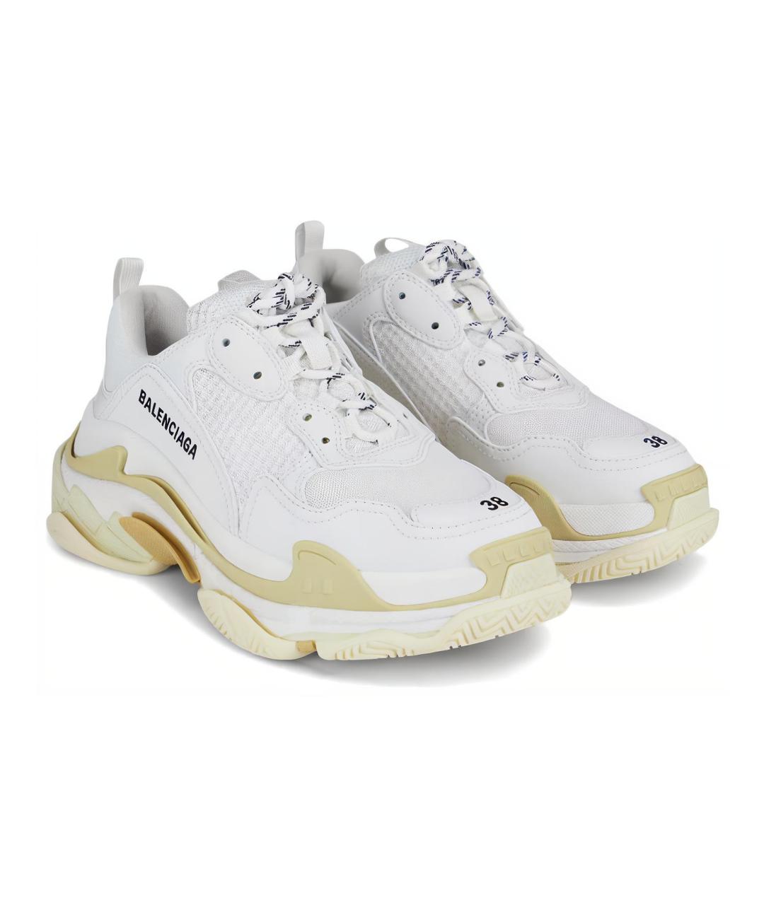 BALENCIAGA Белые кожаные кроссовки, фото 3