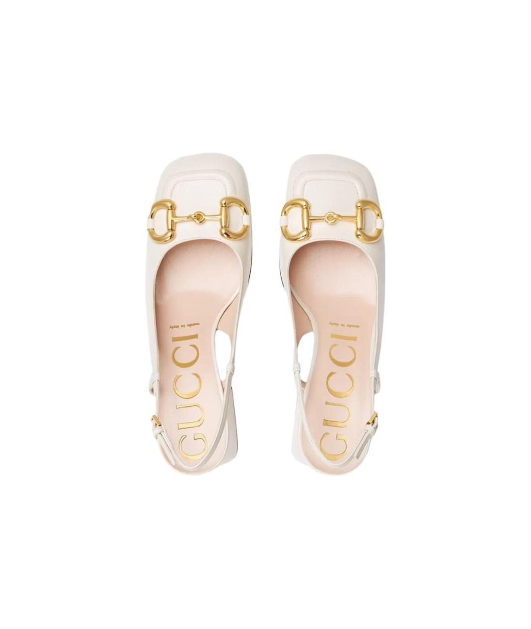 GUCCI Бежевые туфли из лакированной кожи, фото 3
