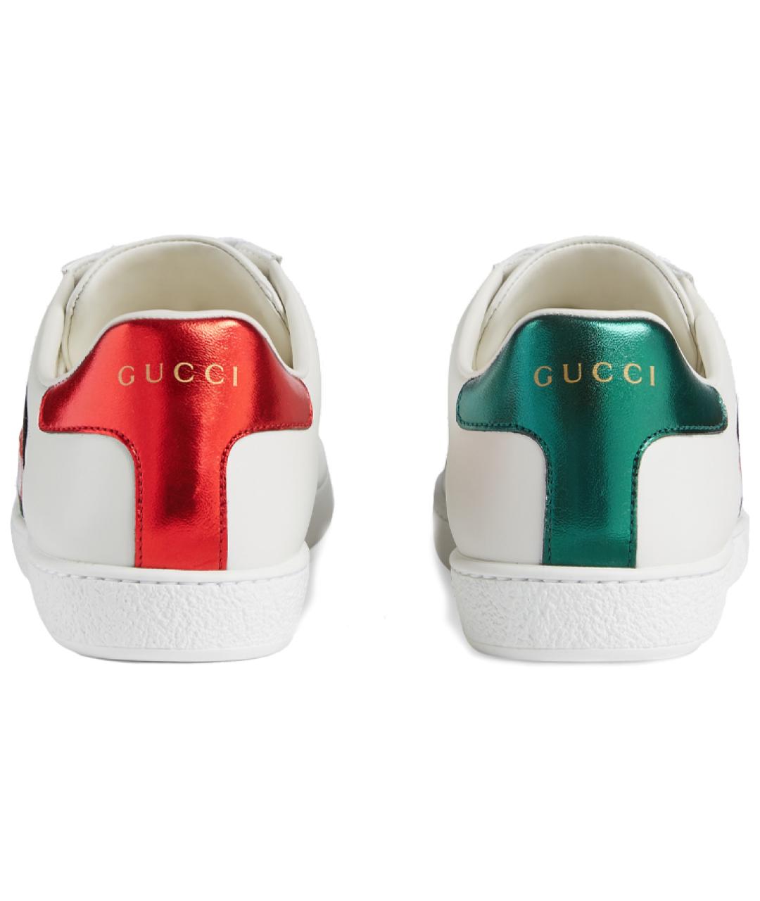 GUCCI Белые кожаные кроссовки, фото 4