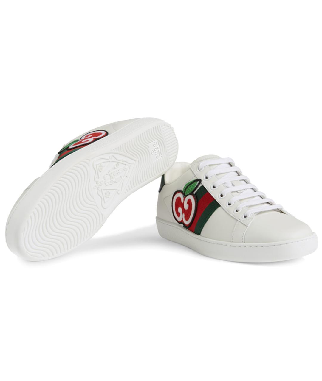 GUCCI Белые кожаные кроссовки, фото 5