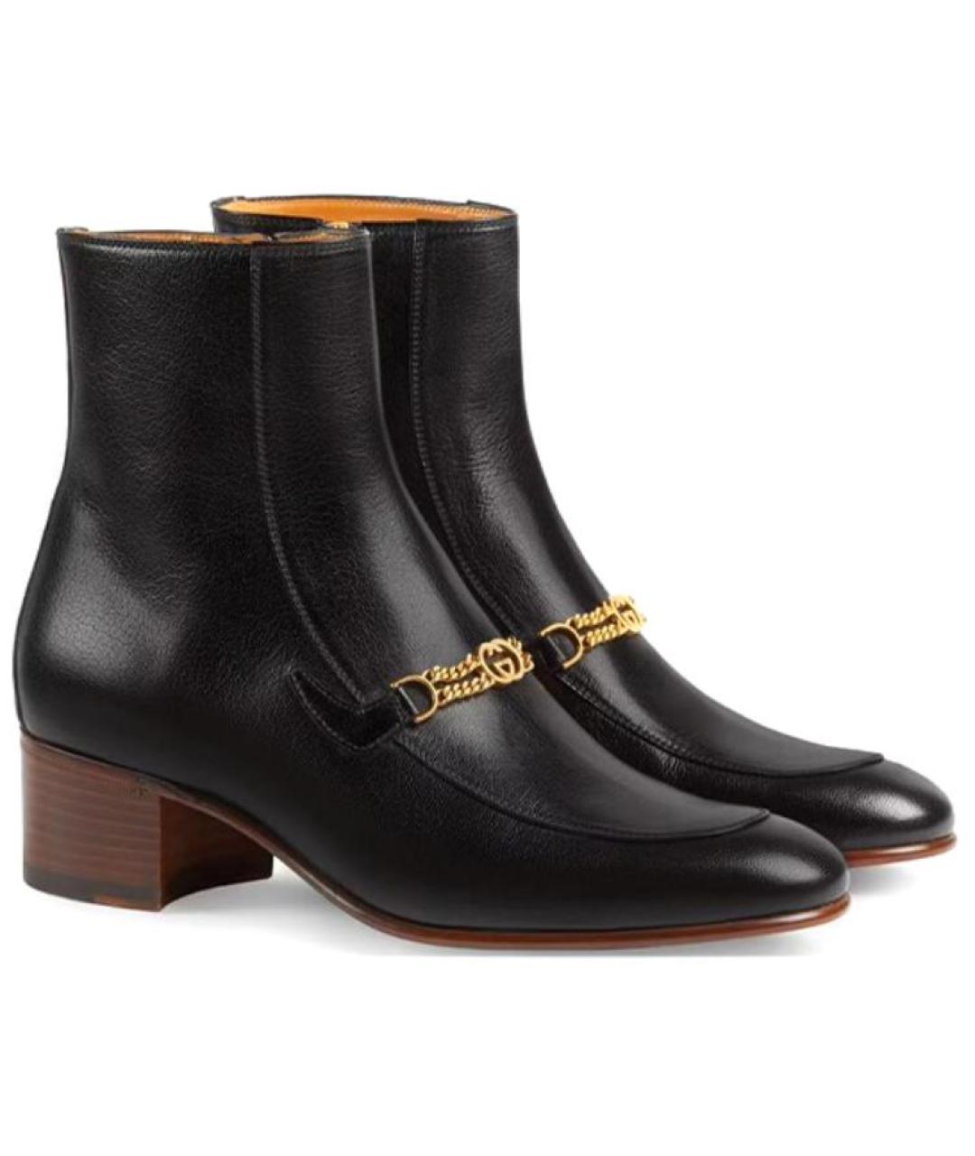 GUCCI Черные кожаные полусапоги, фото 3