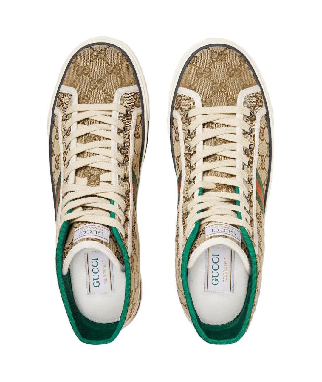 GUCCI Коричневые текстильные высокие кроссовки / кеды, фото 4