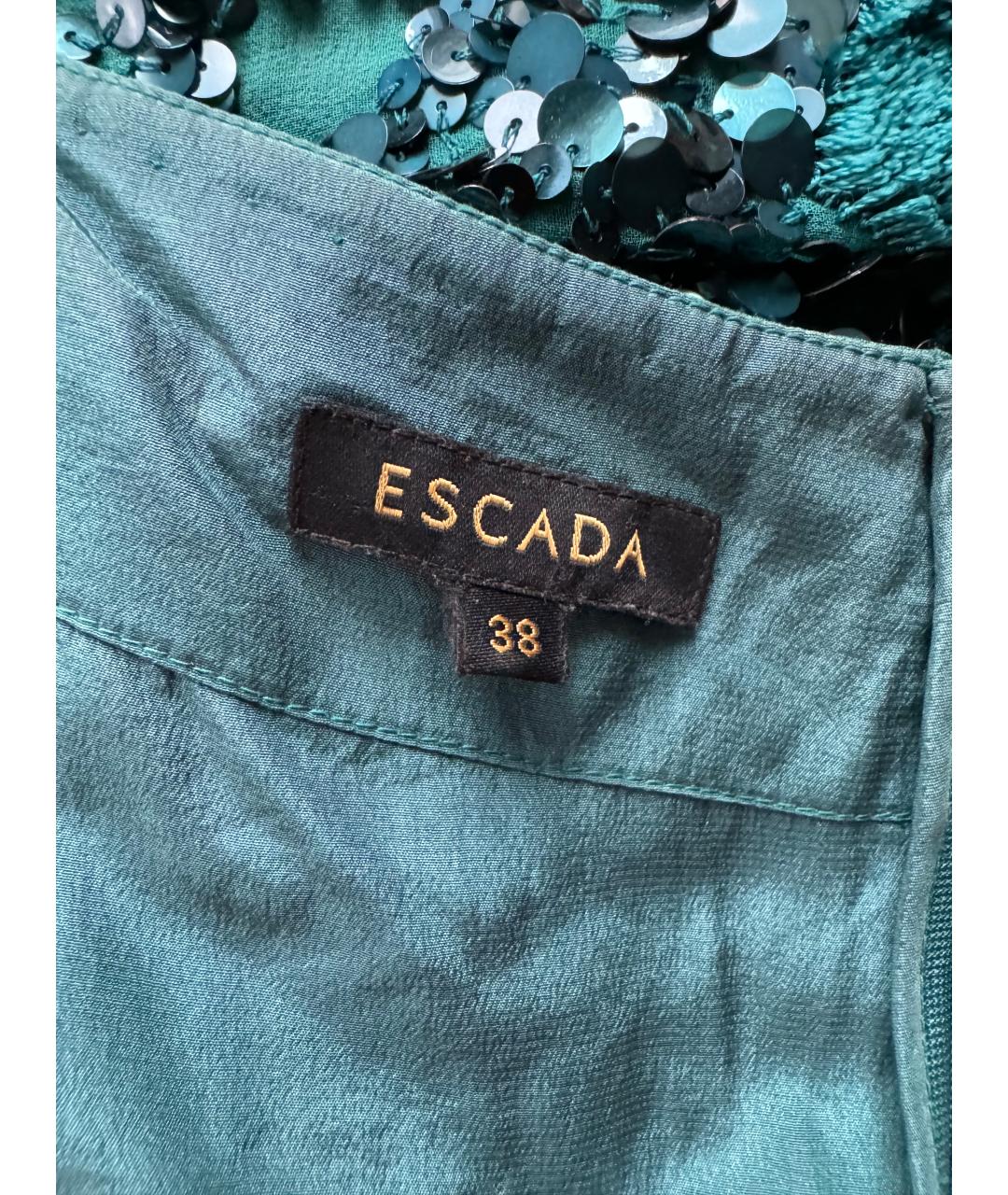ESCADA Бирюзовое шелковое коктейльное платье, фото 4