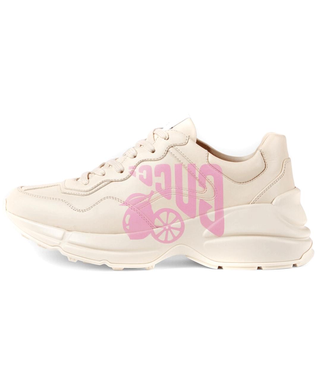 GUCCI Бежевые кожаные кроссовки, фото 6