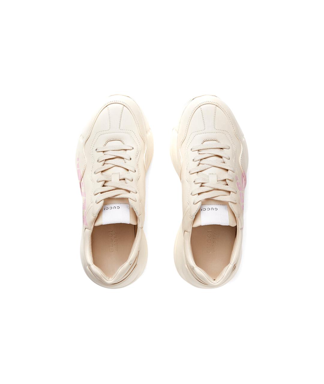 GUCCI Бежевые кожаные кроссовки, фото 3