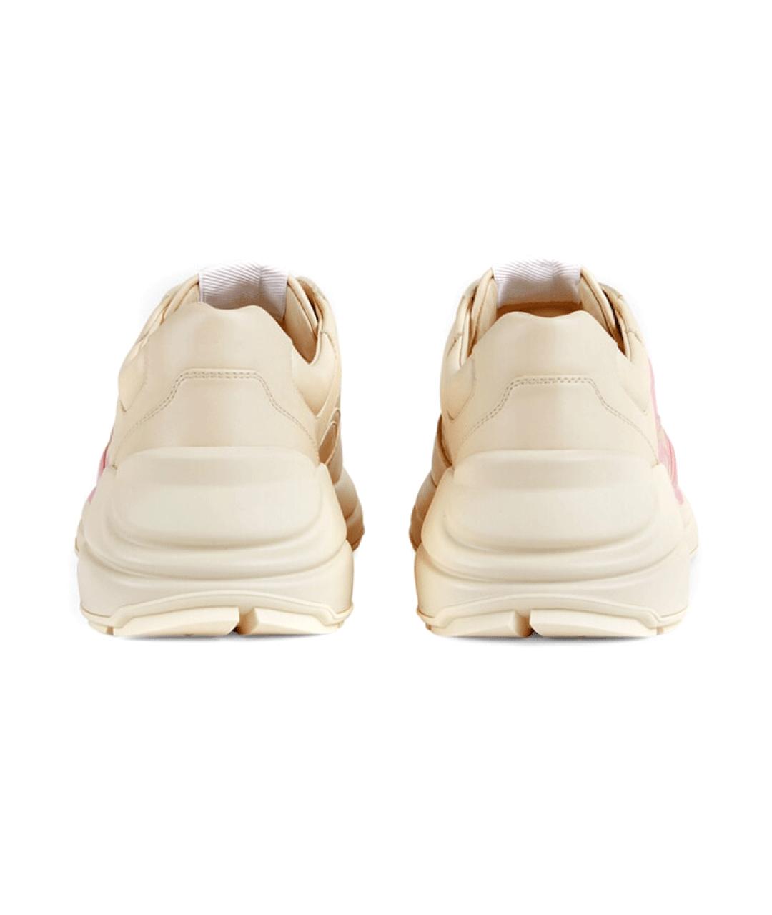GUCCI Бежевые кожаные кроссовки, фото 4