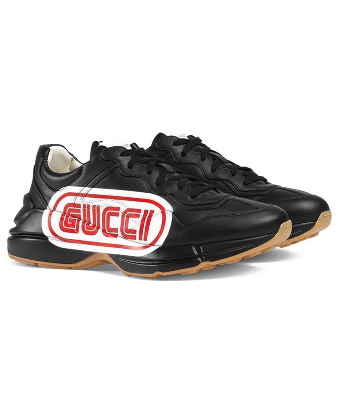 GUCCI Черные низкие кроссовки / кеды, фото 2