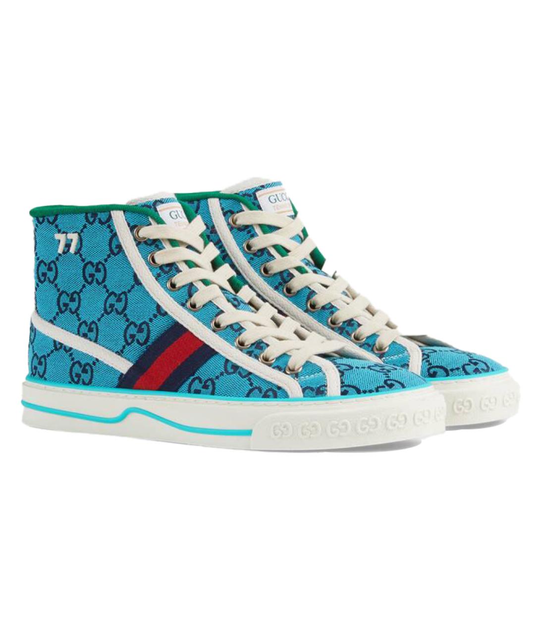 GUCCI Голубые кеды, фото 2