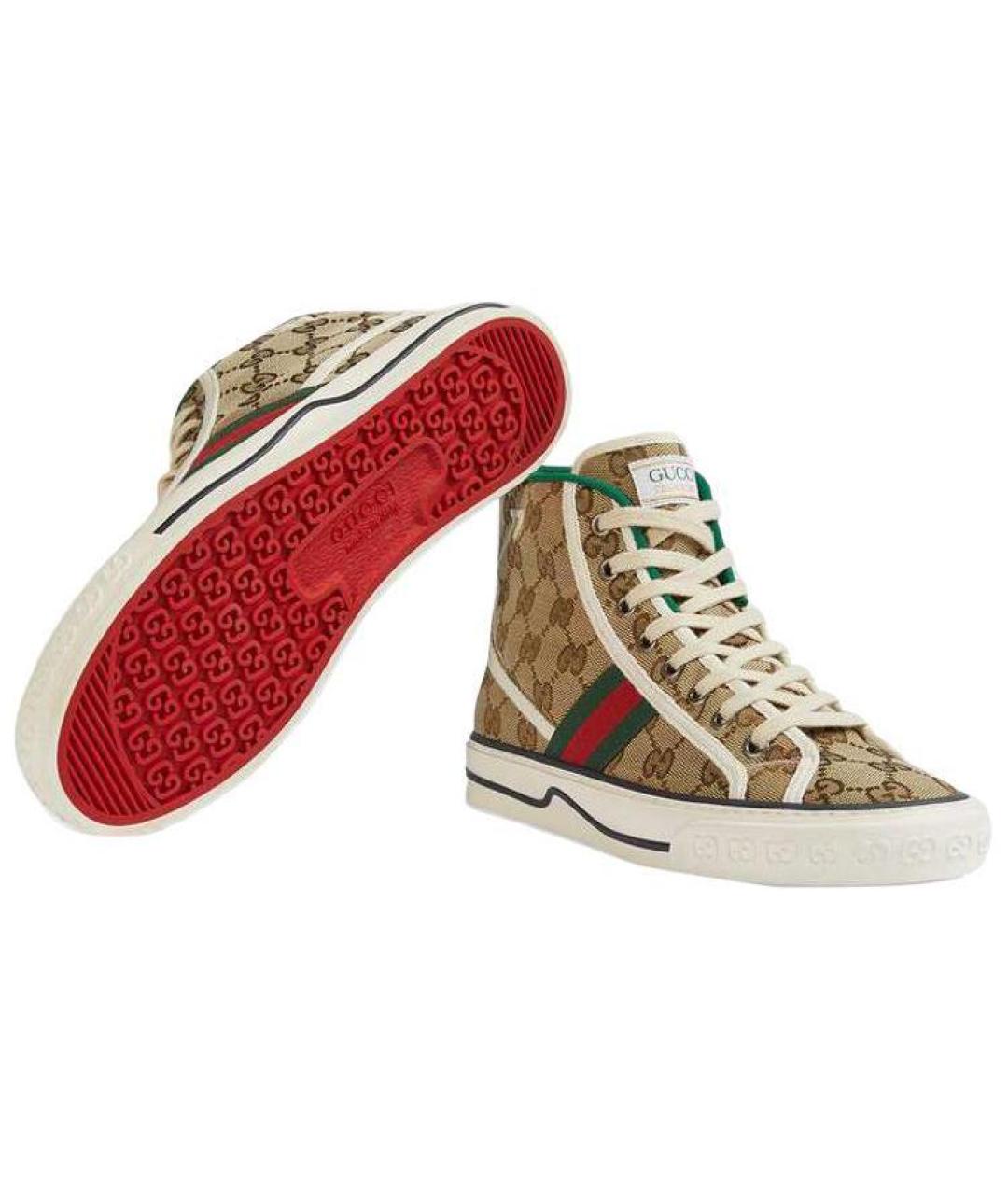 GUCCI Бежевые текстильные кеды, фото 5