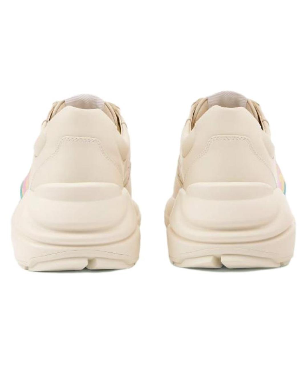 GUCCI Бежевые кожаные кроссовки, фото 5