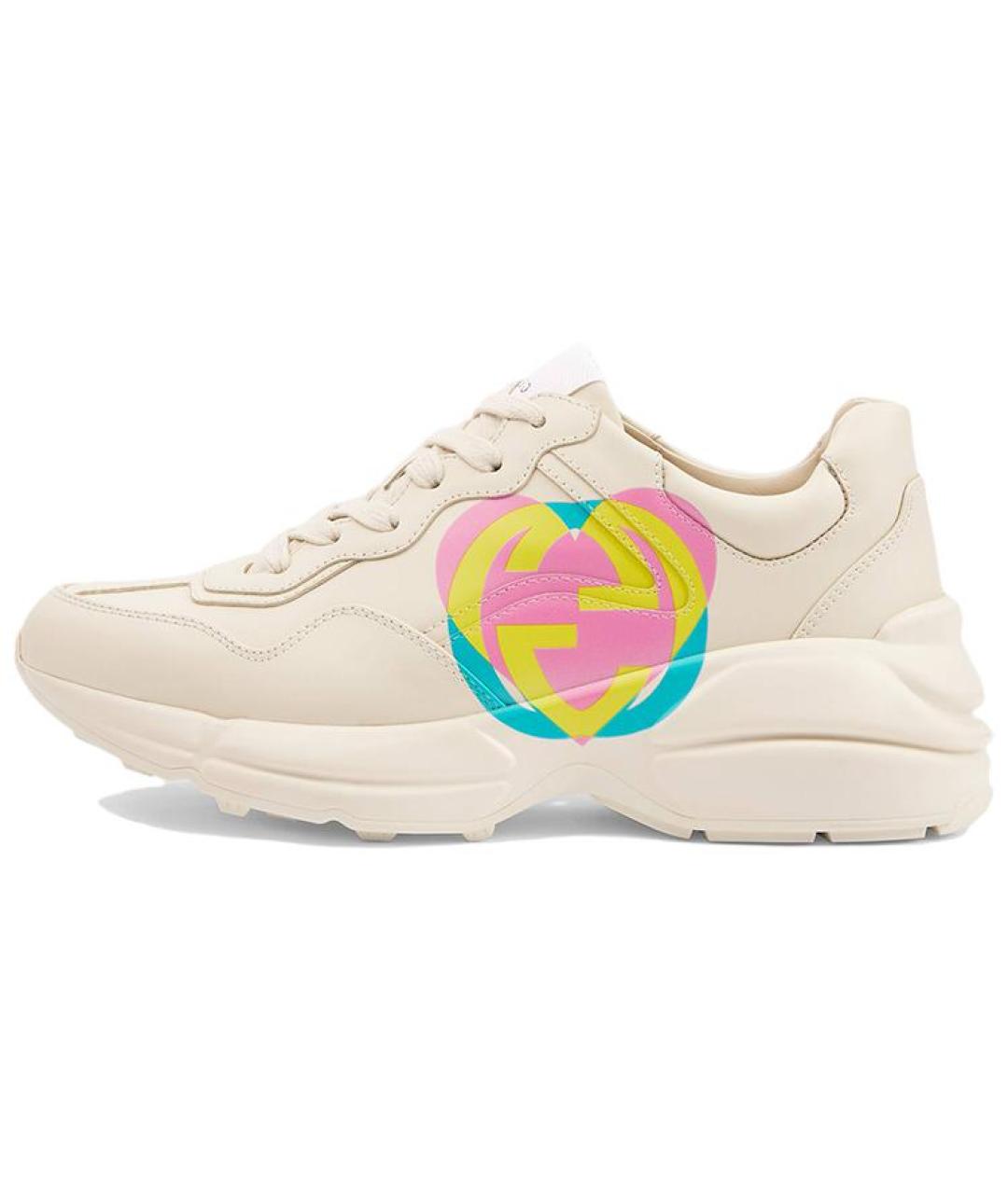 GUCCI Бежевые кожаные кроссовки, фото 2